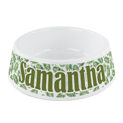 Tropical Leaves Plastic Dog Bowl - Small (Personalized)