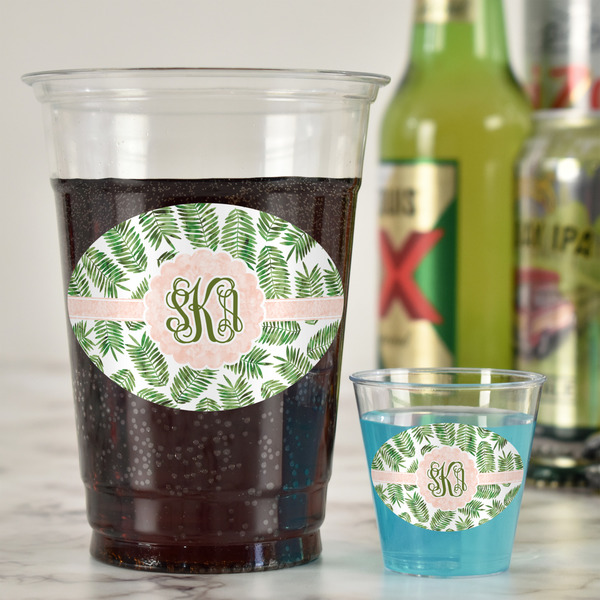 Tropical Leaves Plastic Shot Glasses - In Context