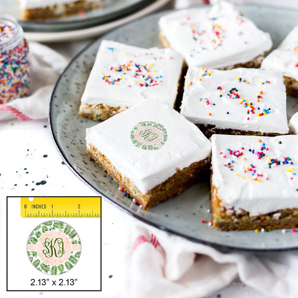 Tropical Leaves Printed Icing Circle - Small - In Context