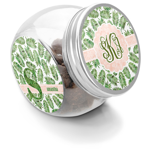 Custom Tropical Leaves Puppy Treat Jar (Personalized)