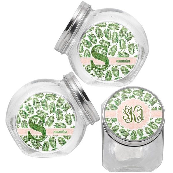 Tropical Leaves Puppy Treat Jar - Top Left Right