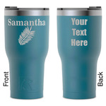 Tropical Leaves RTIC Tumbler - Dark Teal - Laser Engraved - Double-Sided (Personalized)