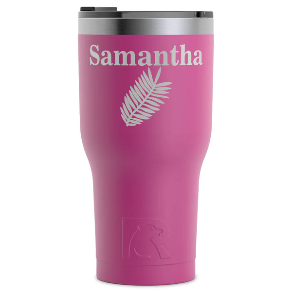 Custom Tropical Leaves RTIC Tumbler - Magenta - Laser Engraved - Single-Sided (Personalized)