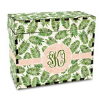 Tropical Leaves Wood Recipe Box - Full Color Print (Personalized)