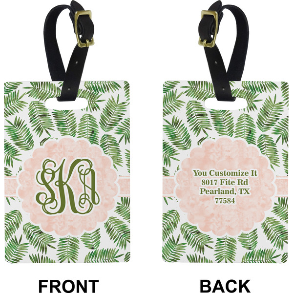 Tropical Leaves Rectangle Luggage Tag (Front + Back)