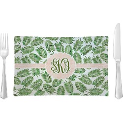 Tropical Leaves Rectangular Glass Lunch / Dinner Plate - Single or Set (Personalized)