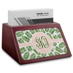 Tropical Leaves Red Mahogany Business Card Holder (Personalized)