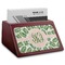 Tropical Leaves Red Mahogany Business Card Holder - Angle