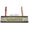 Tropical Leaves Red Mahogany Nameplates with Business Card Holder - Straight