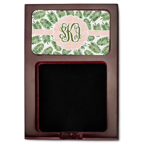 Tropical Leaves Red Mahogany Sticky Note Holder - Flat