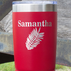 Tropical Leaves 20 oz Stainless Steel Tumbler - Red - Double Sided (Personalized)