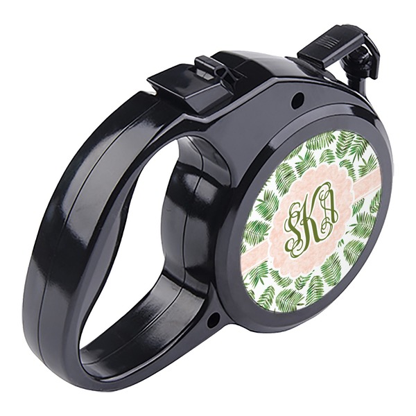 Tropical Leaves Retractable Dog Leash - Angle