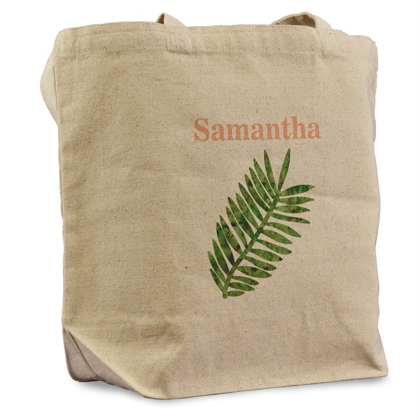 Custom Tropical Leaves Reusable Cotton Grocery Bag - Single (Personalized)