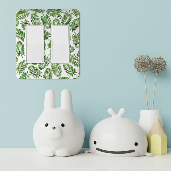 Tropical Leaves Rocker Light Switch Covers - Double - IN CONTEXT