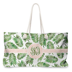 Tropical Leaves Large Tote Bag with Rope Handles (Personalized)