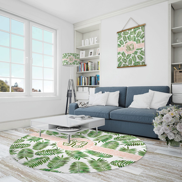 Tropical Leaves Round Area Rug - IN CONTEXT