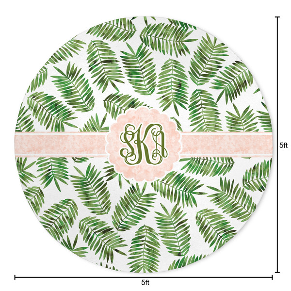 Tropical Leaves Round Area Rug - Size