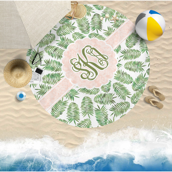 Tropical Leaves Round Beach Towel Lifestyle