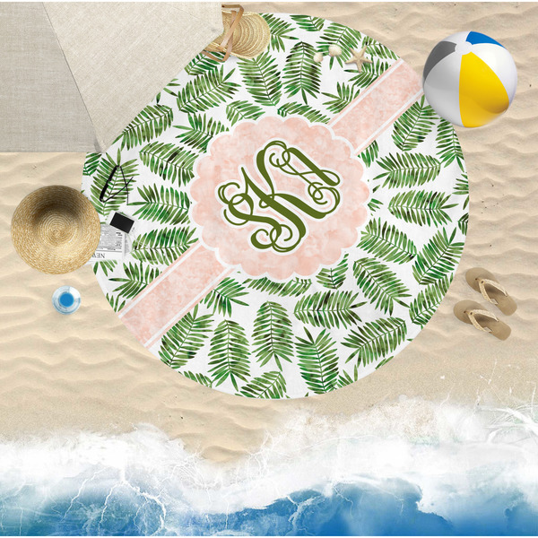 Tropical Leaves Round Beach Towel Lifestyle
