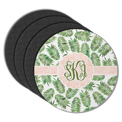 Tropical Leaves Round Rubber Backed Coasters - Set of 4 (Personalized)