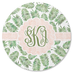 Tropical Leaves Round Rubber Backed Coaster (Personalized)