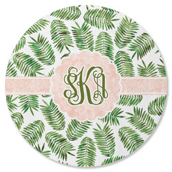 Tropical Leaves Round Rubber Backed Coaster (Personalized)