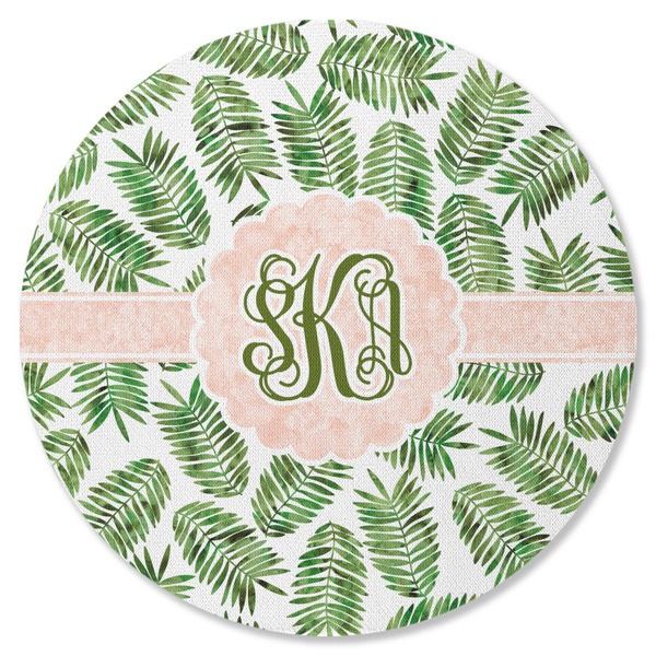 Tropical Leaves Round Coaster Rubber Back - Single