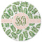 Tropical Leaves Round Rubber Backed Coaster (Personalized)