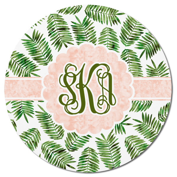 Tropical Leaves Round Fridge Magnet - FRONT