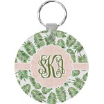 Tropical Leaves Round Plastic Keychain (Personalized)