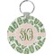 Tropical Leaves Round Plastic Keychain (Personalized)