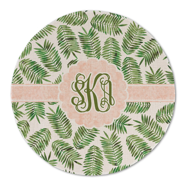 Custom Tropical Leaves Round Linen Placemat - Single Sided (Personalized)