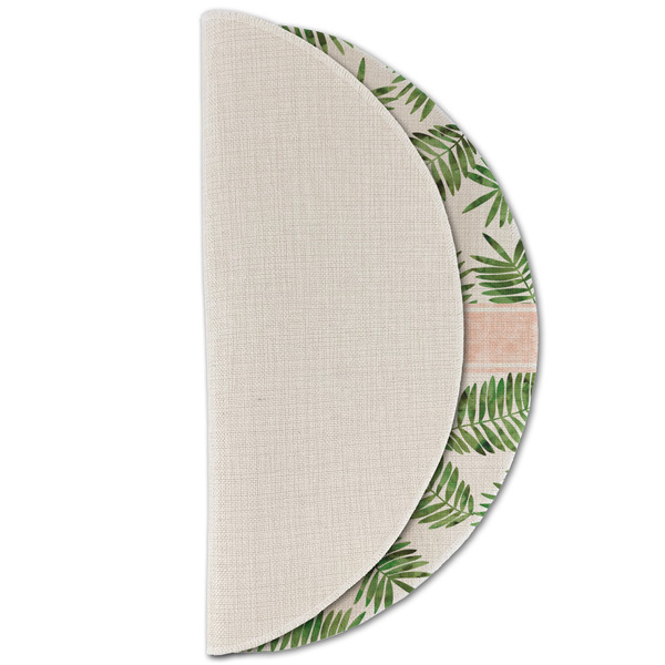 Tropical Leaves Round Linen Placemats - HALF FOLDED (single sided)