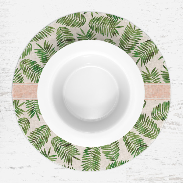 Tropical Leaves Round Linen Placemats - LIFESTYLE (single)