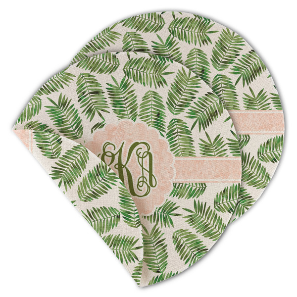 Custom Tropical Leaves Round Linen Placemat - Double Sided - Set of 4 (Personalized)