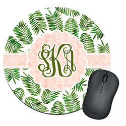 Tropical Leaves Round Mouse Pad (Personalized)