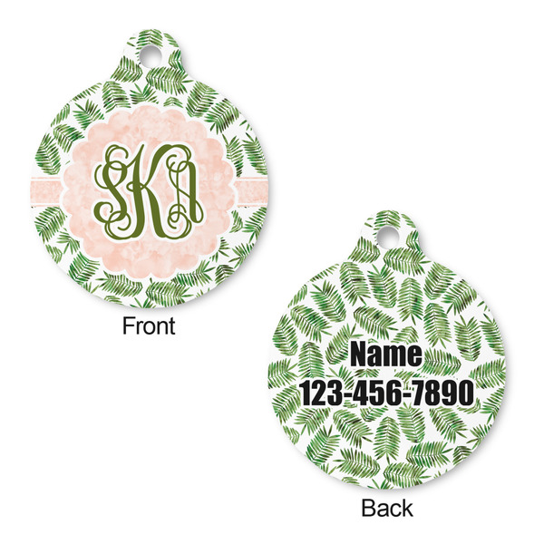 Tropical Leaves Round Pet ID Tag - Large - Approval
