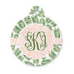 Tropical Leaves Round Pet ID Tag - Small (Personalized)