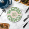 Tropical Leaves Round Stone Trivet - In Context View