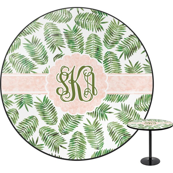 Custom Tropical Leaves Round Table - 24" (Personalized)