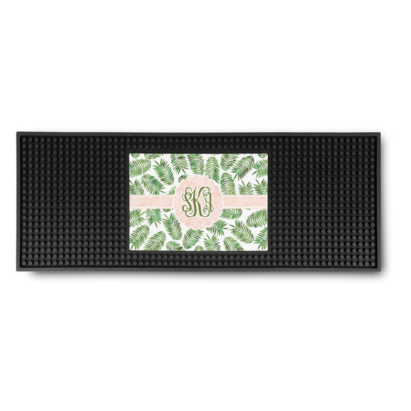Custom Tropical Leaves Rubber Bar Mat (Personalized)
