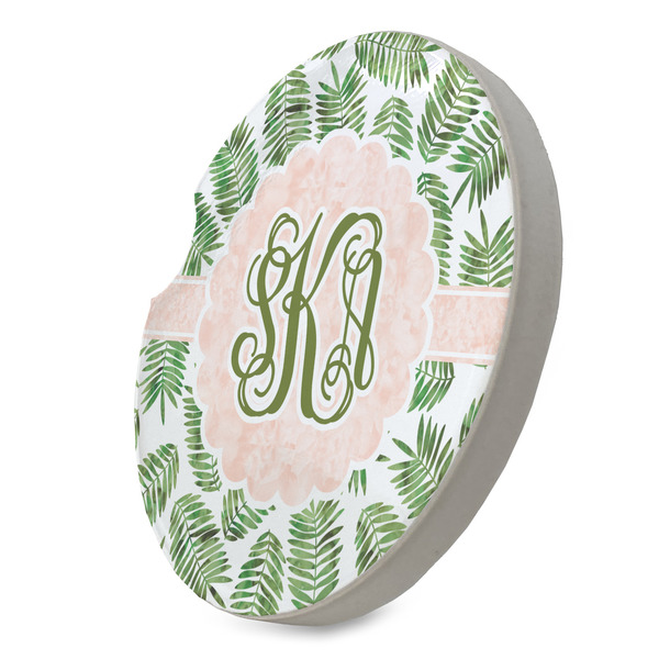 Tropical Leaves Sandstone Car Coaster - STANDING ANGLE