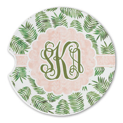 Tropical Leaves Sandstone Car Coaster - Single (Personalized)