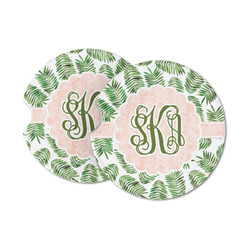 Tropical Leaves Sandstone Car Coasters - Set of 2 (Personalized)