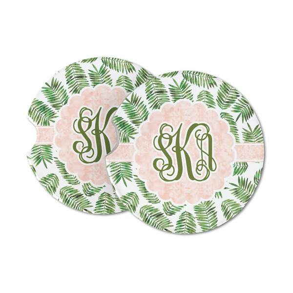 Custom Tropical Leaves Sandstone Car Coasters (Personalized)
