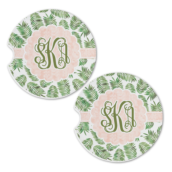 Tropical Leaves Sandstone Car Coasters - Set of 2