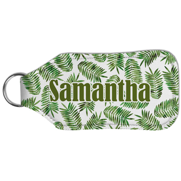 Tropical Leaves Sanitizer Holder Keychain - Large (Back)