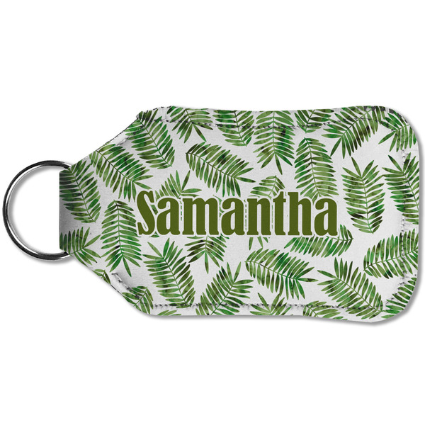 Tropical Leaves Sanitizer Holder Keychain - Small (Back)