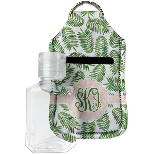 Custom Tropical Leaves Hand Sanitizer & Keychain Holder - Small (Personalized)