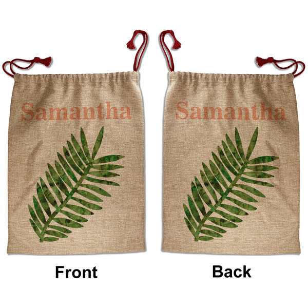 Custom Tropical Leaves Santa Sack - Front & Back (Personalized)